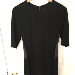 Wool column dress with contrasting inserts, US6